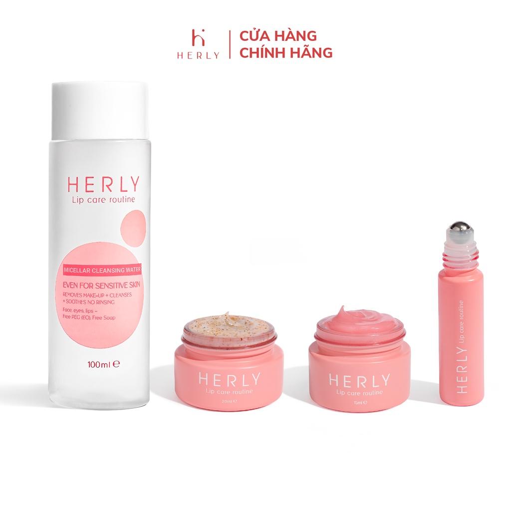 Bộ chu trình dưỡng môi 4 bước tái tạo sắc tố làm hồng môi toàn diện HERLY Lip Care Routine