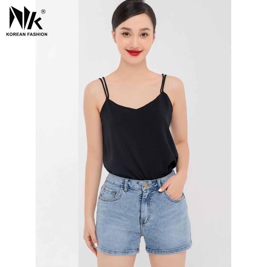 Quần Sooc Thiết Kế Nữ NK FASHION Dáng Basic Cạp Khuy Túi Chéo, Chất Jeans Cao Cấp Chống Nhăn Xù NKFQU2104015