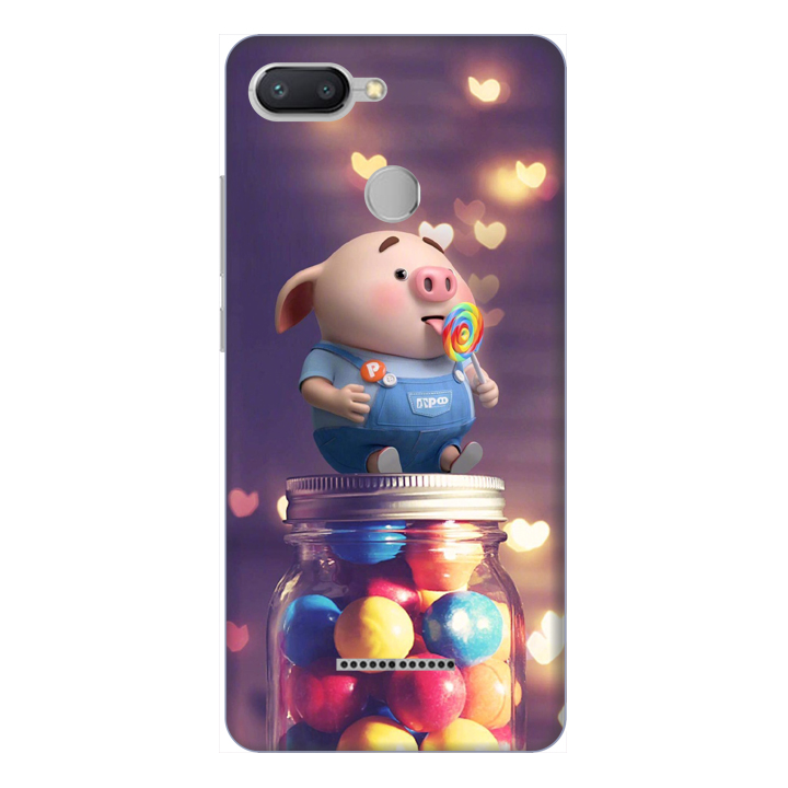 Ốp lưng điện thoại Xiaomi Redmi 6 hình Heo Con Ăn Kẹo