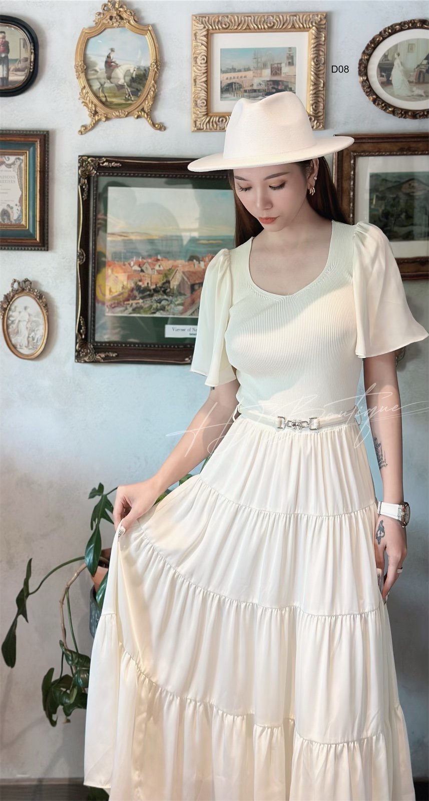 Đầm dáng dài Kiểu Midi lụa cao cấp