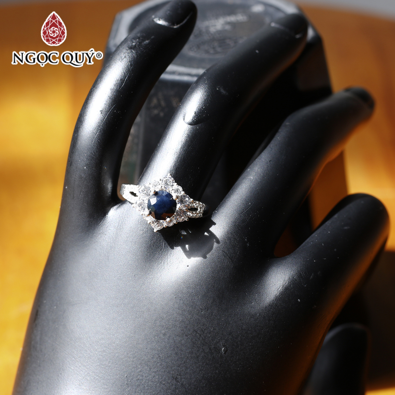 Nhẫn bạc nữ đá Sapphire mệnh thủy, mộc - Ngọc Quý Gemstones