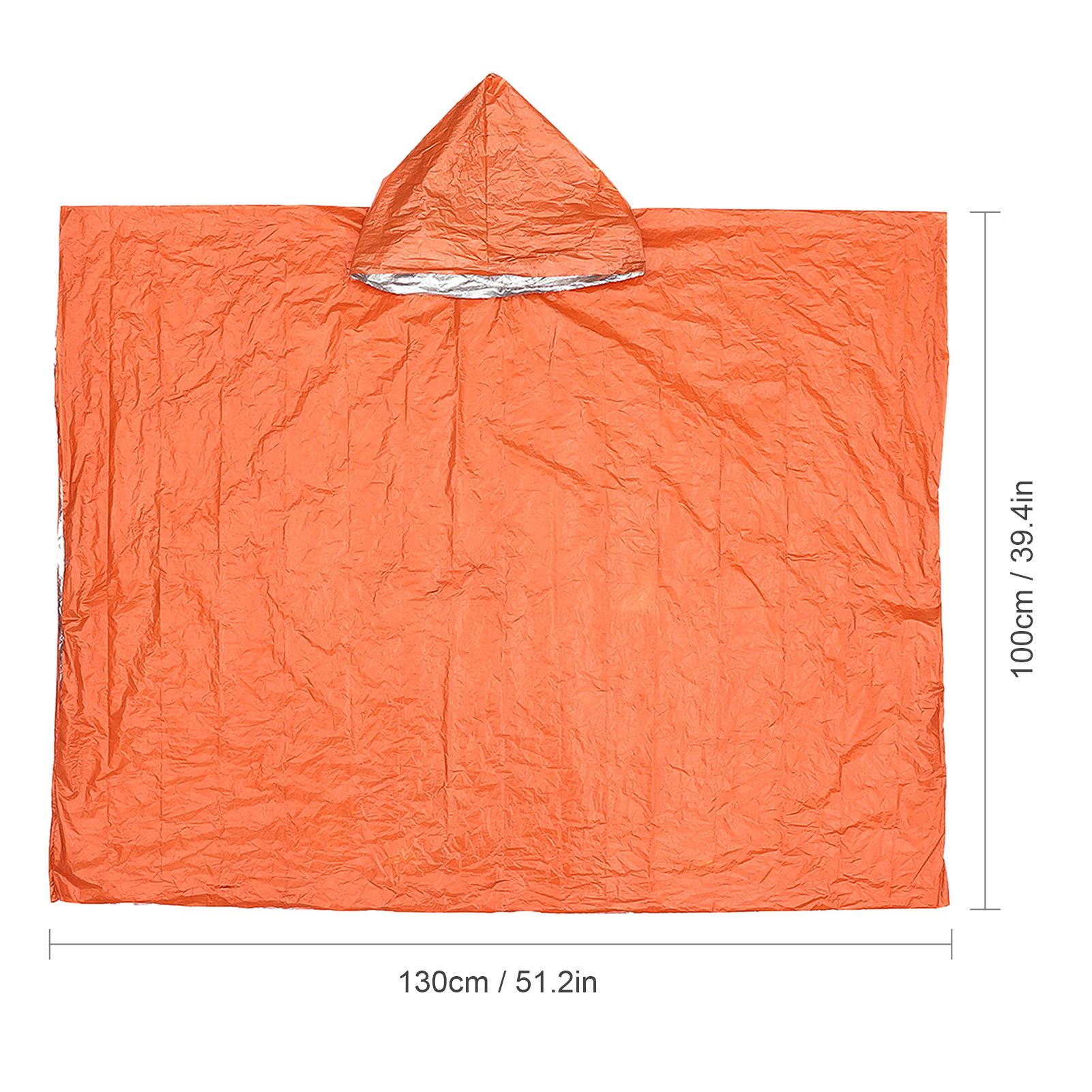 4PCS Orange Emergency Raincoat Aluminum Film Disposable Poncho Cold Insulation Rainwear