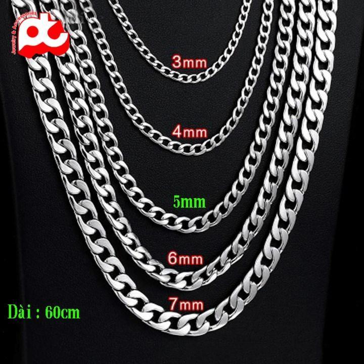 Dây chuyền nam nữ titan cao cấp đẹp sang trọng hỏa tiển trơn trangsucpt kích cỡ 2mm trắng PTDCNA12