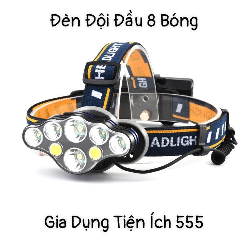 Đèn pin đội đầu 8 bóng LED Siêu Sáng, tích hợp 6 chế độ,xoay 90 độ, đặc biệt chống nước tuyệt đối