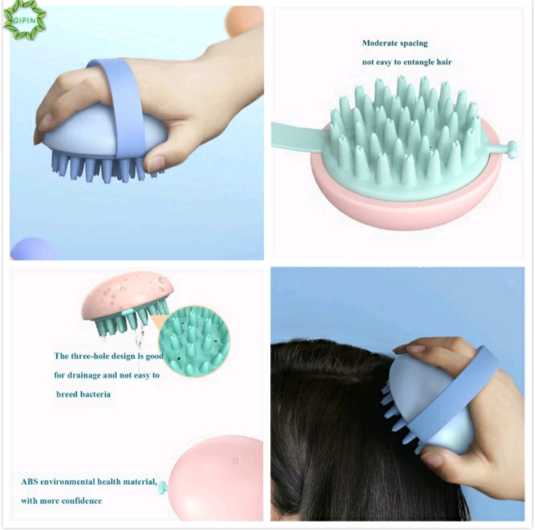 Lược Gội Đầu Massage Silicon - Massage da đầu - Giảm rụng tóc - Kích thích mọc tóc (Màu ngẫu nhiên) + Tặng kèm móc treo siêu dính