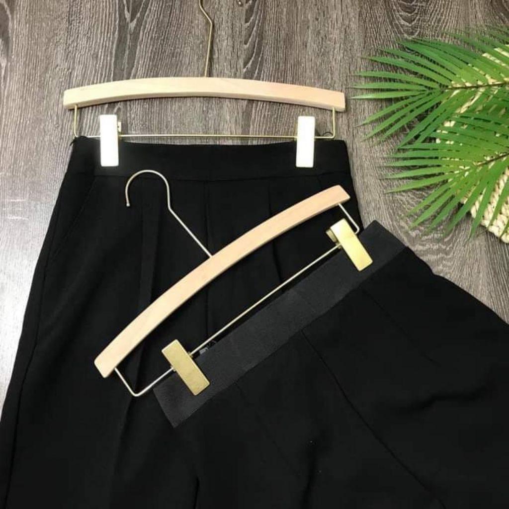 Quần Baggy Nữ Cạp Chun Sau- Baggy Cạp Cao Khóa Sườn-Quần Âu Vải Không Bị Nhăn 1 Màu