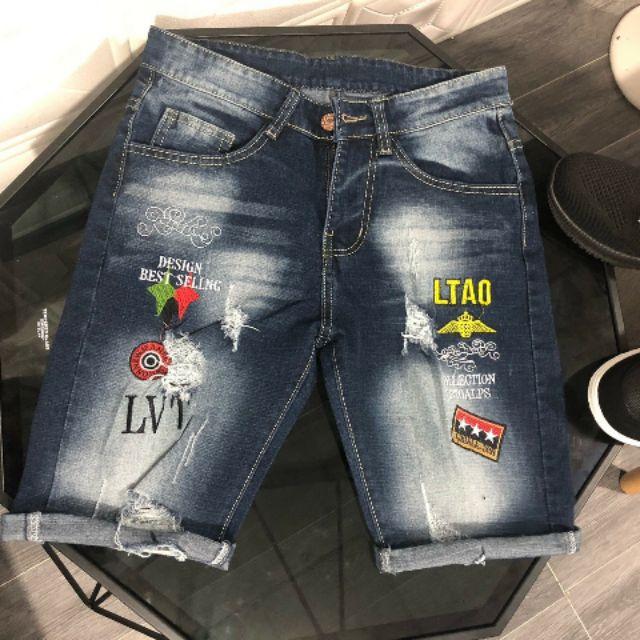 Quần short jeans thêu cao cấp