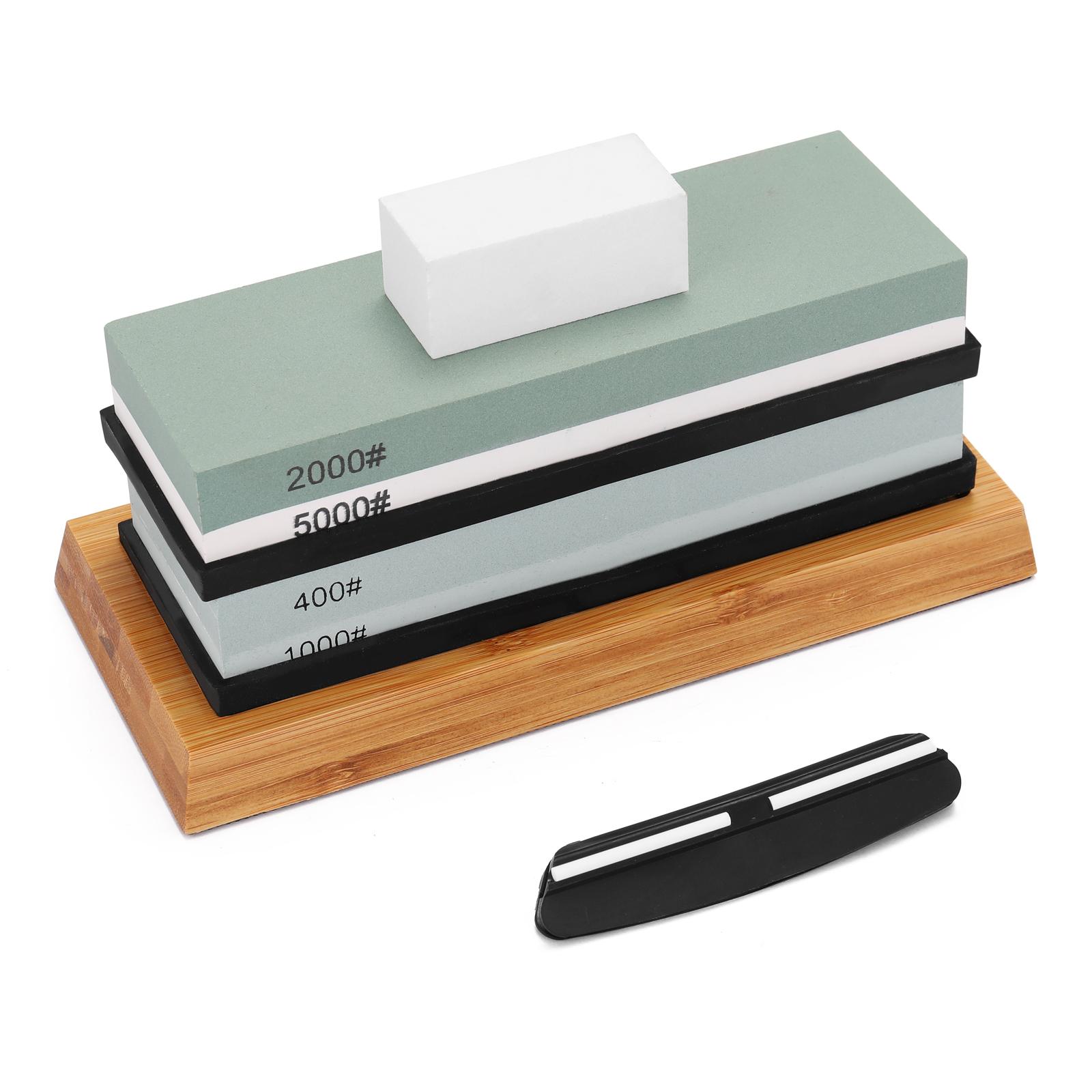 2000#/5000# 400#/1000# Grit Premium Whetstone Cut Sharpening Stone Set Sharpener for All Blade Non Slip Base Cutter
