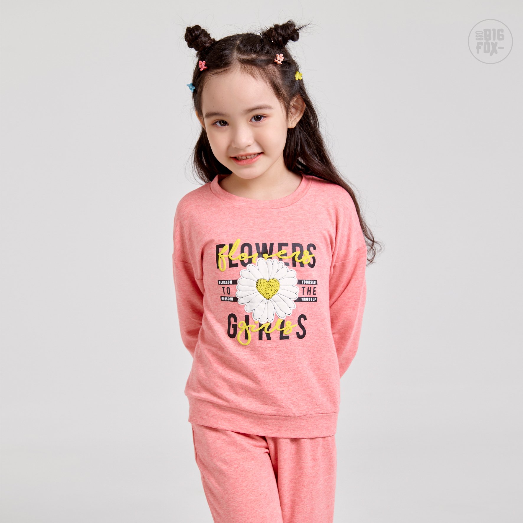 Bộ bé gái BIGFOX - MISS MEOW thu đông size đại, bộ dài tay cho bé phong cách Hàn Quốc in hoa cúc Flowers Girls 11 - 51 kg
