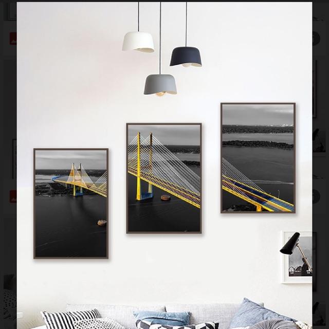 Tranh canvas cầu vàng 40x60cmx3