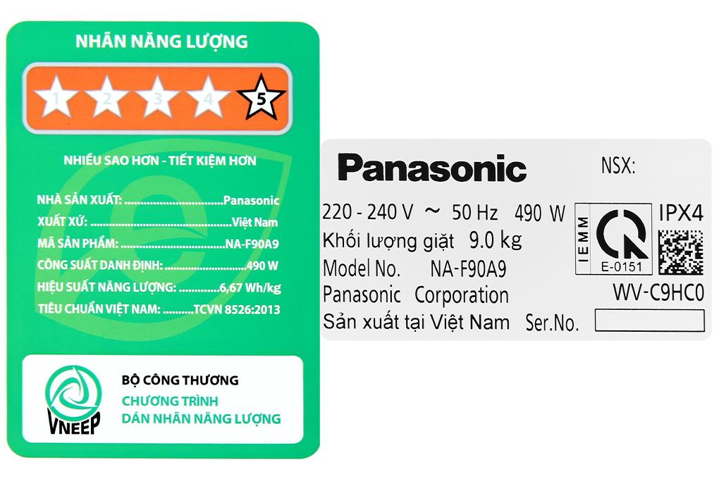 Máy giặt Panasonic 9 Kg NA-F90A9BRV - Hàng chính hãng - Giao hàng toàn quốc