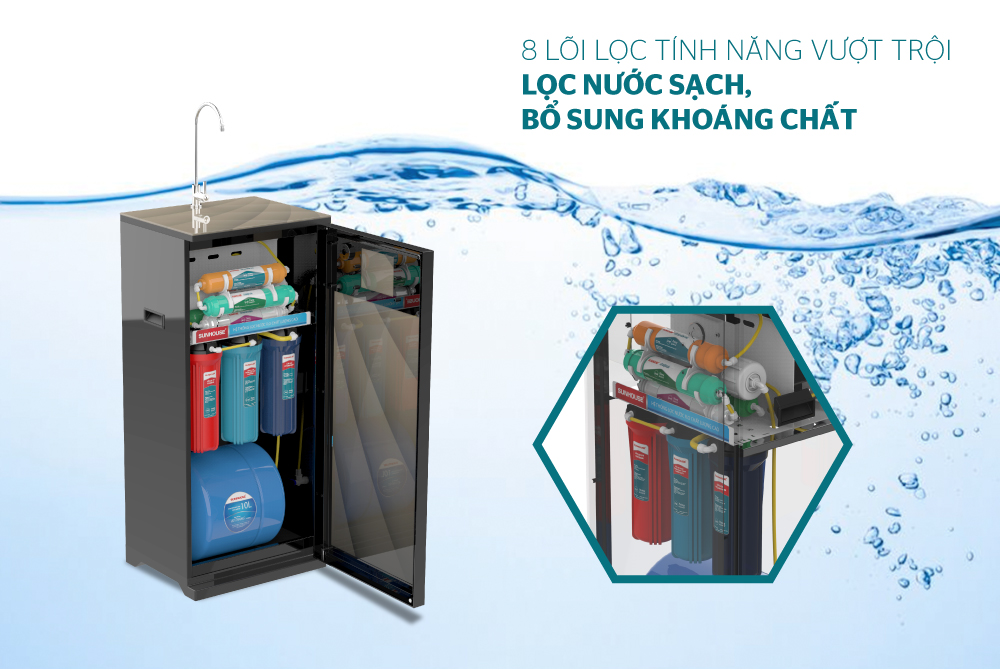 Máy Lọc Nước R.O 8 Lõi Sunhouse SHA8818K - Hàng Chính Hãng