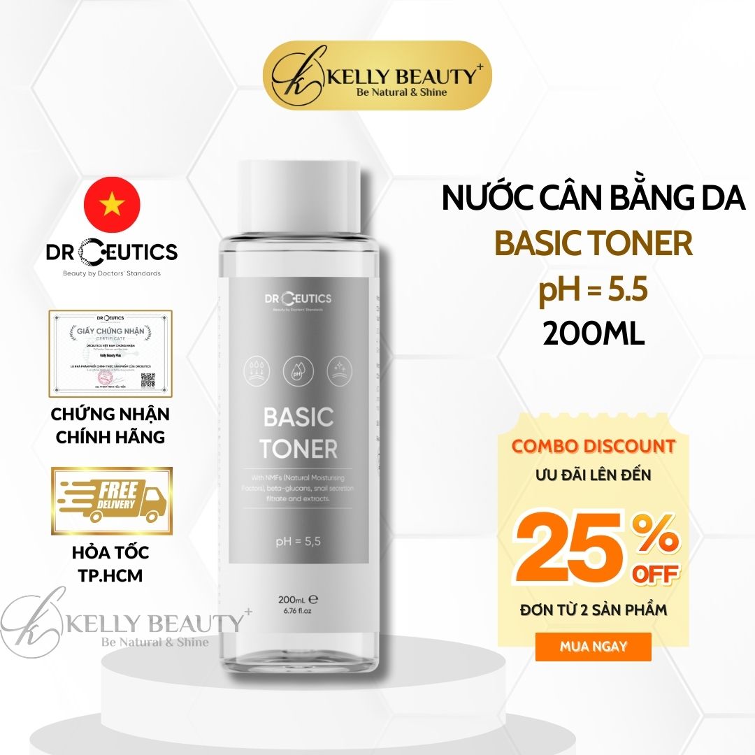 Basic Toner DrCeutics - Dung Dịch Cân Bằng Da, Cấp Ẩm Làm Dịu Làn Da | Kelly Beauty