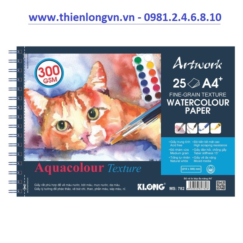 Sổ vẽ lò xo màu nước Artwork A4 - 300GSM 25 tờ; Klong 782 mẫu 3