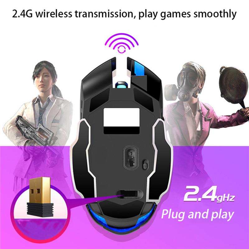 Chuột Chơi Game Chuyên Nghiệp 6 Phím Không Dây 2.4Ghz Mause Cho Máy Tính/Laptop Có Thể Sạc Im Lặng PUBG/Cs Go/LOL