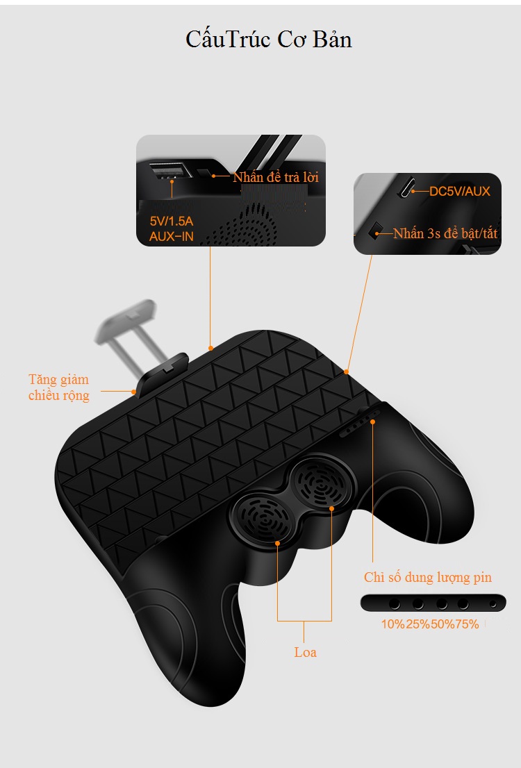 Tay Cầm Điện Thoại Thông Minh Chơi Game Siêu Đỉnh Tích Hợp Loa Bluetooth Và Sạc Pin Dự Phòng CZ.101