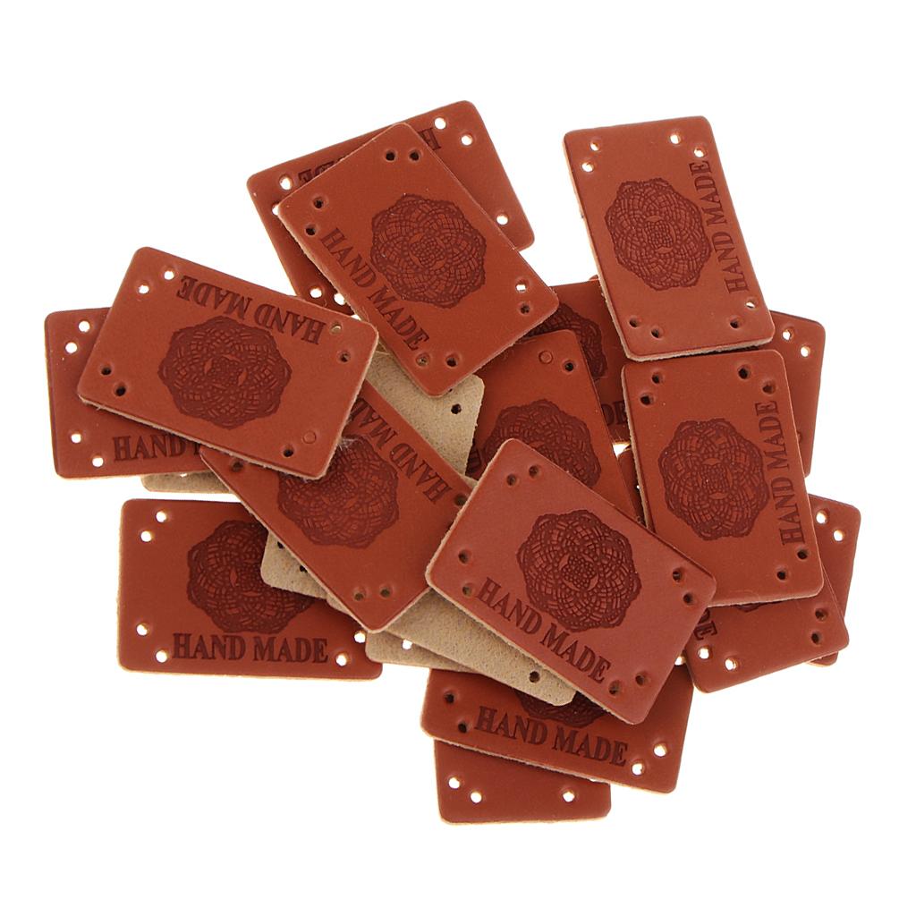 20 Miếng PU Leather Nhãn Handmade Tag Nhãn Embellishments Đồ Trang Trí