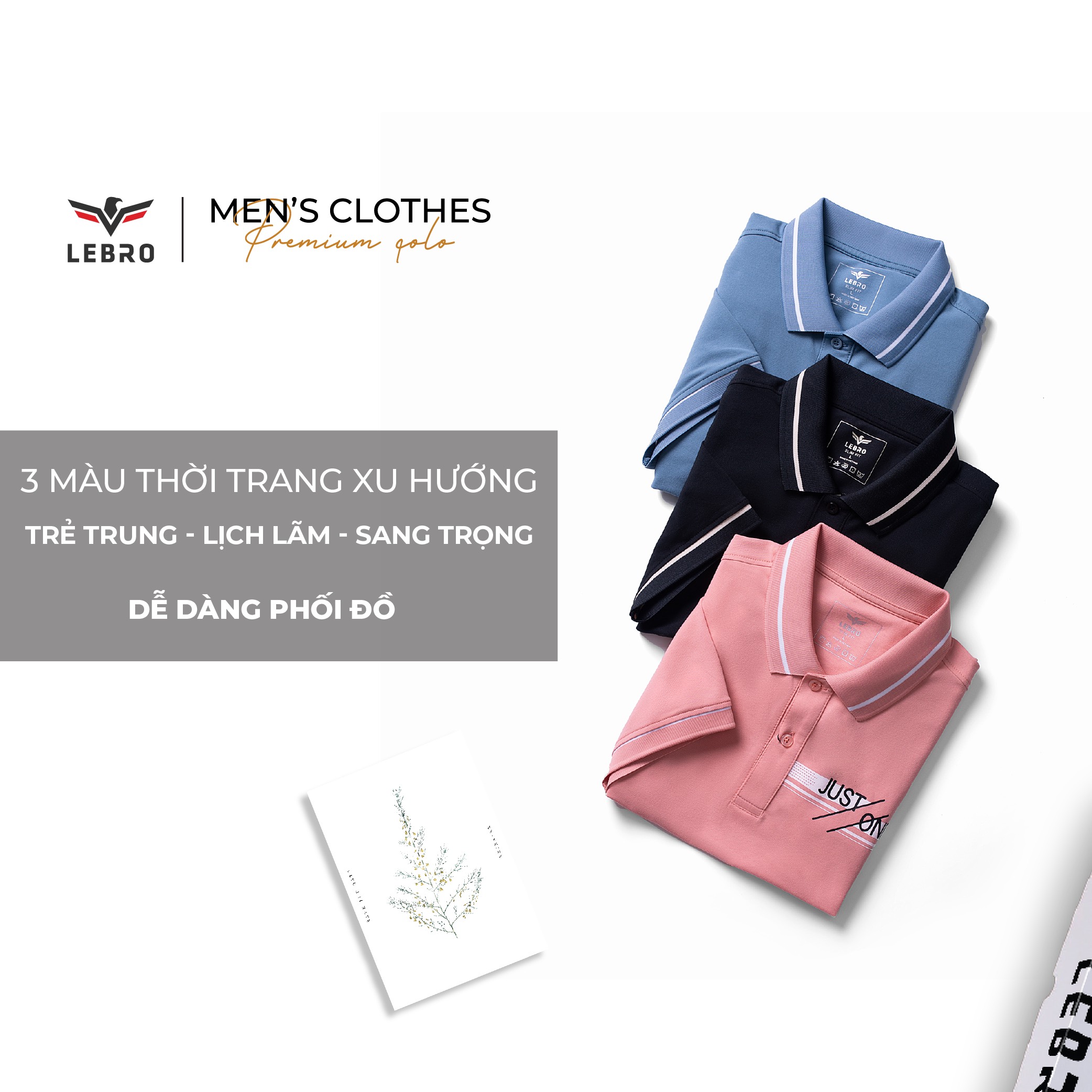 Áo polo nam , áo thun nam có cổ LEBRO dáng slimfit , chất cotton CVC cao cấp , phong cách thể thao trẻ trung TPL23-09