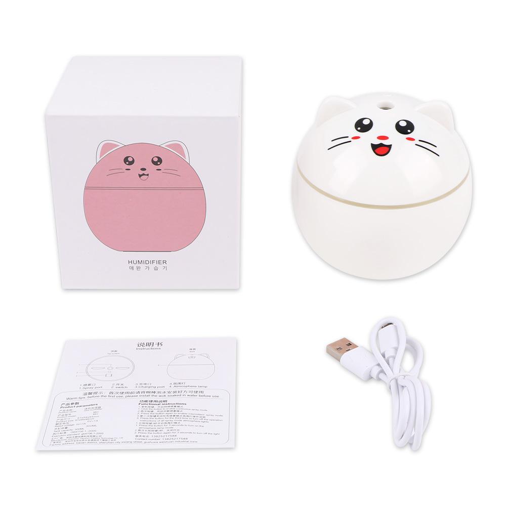 200Ml Mèo USB Di Động Máy Tạo Độ Ẩm Không Khí Siêu Âm Tinh Máy Khuếch Tán Tinh Dầu Đèn Ngủ LED Tặng 10Pc Lọc cho Nhà Xe Ô Tô