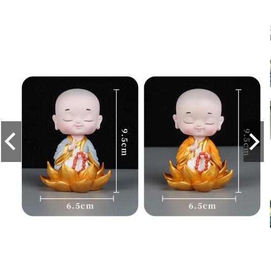 Set tiểu hoà thượng ngồi lá sen phối bình bóng trang trí taplo Ô Tô- Hoàng Đông shop