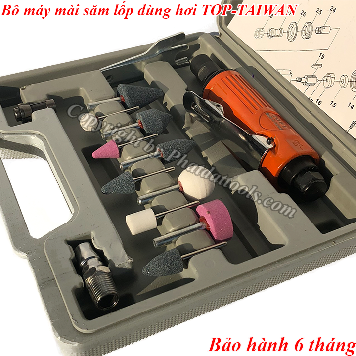 Bộ máy mài săm lốp dùng hơi TOP - Made in Taiwan - Máy mài săm đa năng Đài Loan
