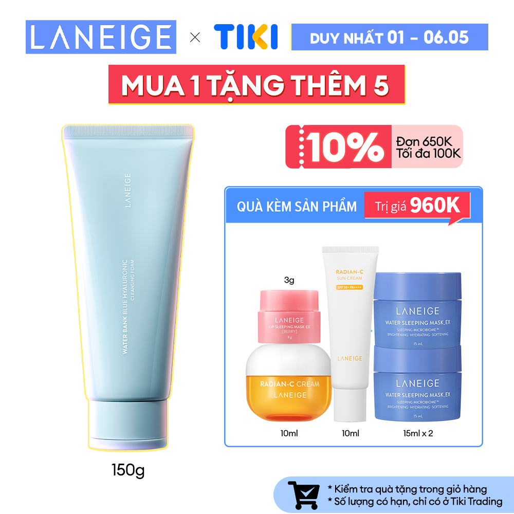 Sữa Rữa Mặt Laneige Water Bank Blue HA Cleansing Foam 150g