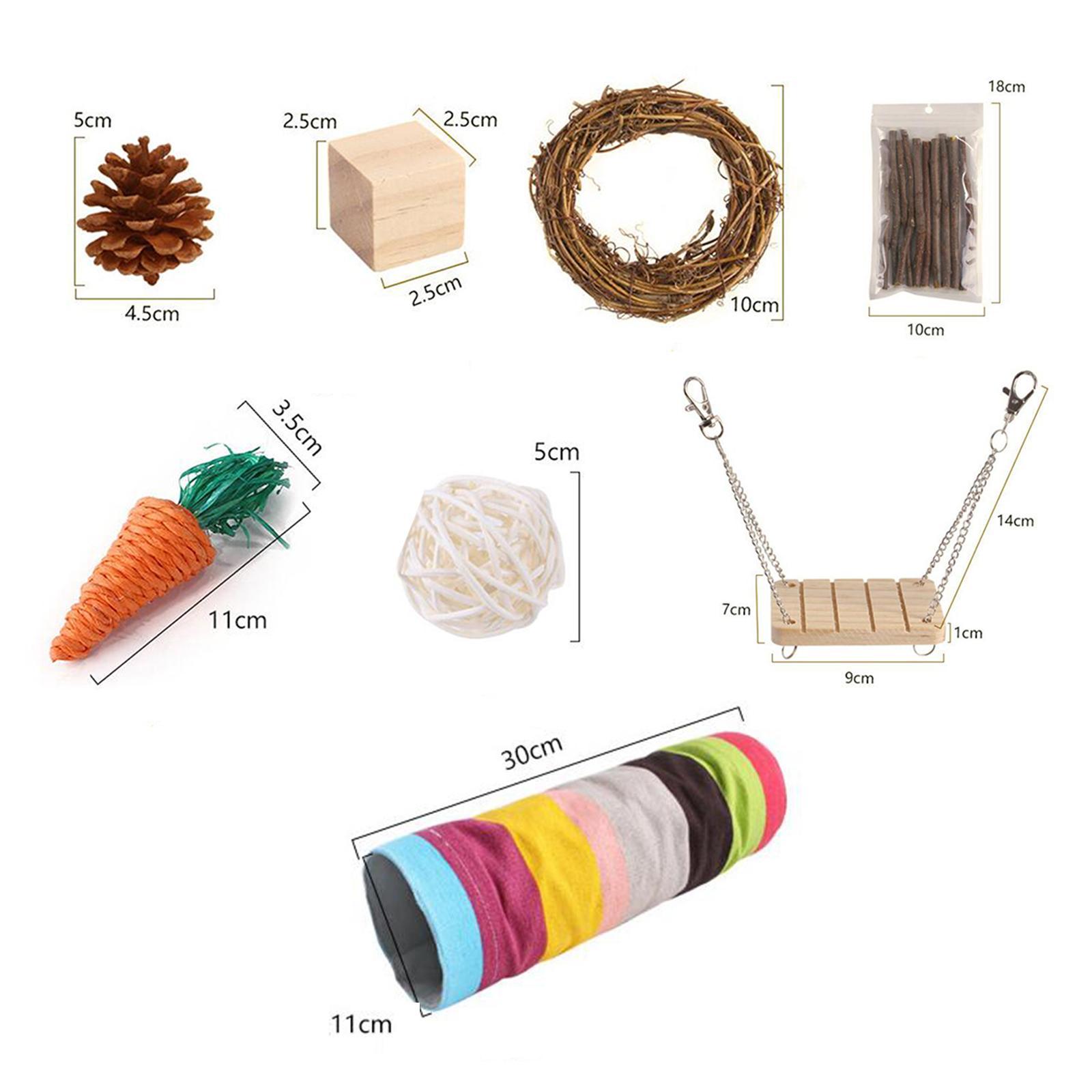 Hamster Chew Toys for Teeth, Natural Wood Swing Exercise Woven Ball Molar Toys for Rabbit Bunny Chinchilla Guinea Pig Gerbils Groundhog Squirrels