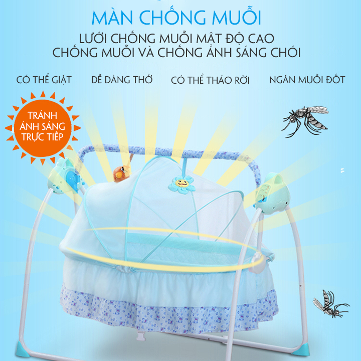 Nôi điện tự động KAWAII HOME, Nôi ru ngủ thông minh cho bé - Bảo hành 12 tháng (TẶNG KÈM: Màn, Gối, Đệm)