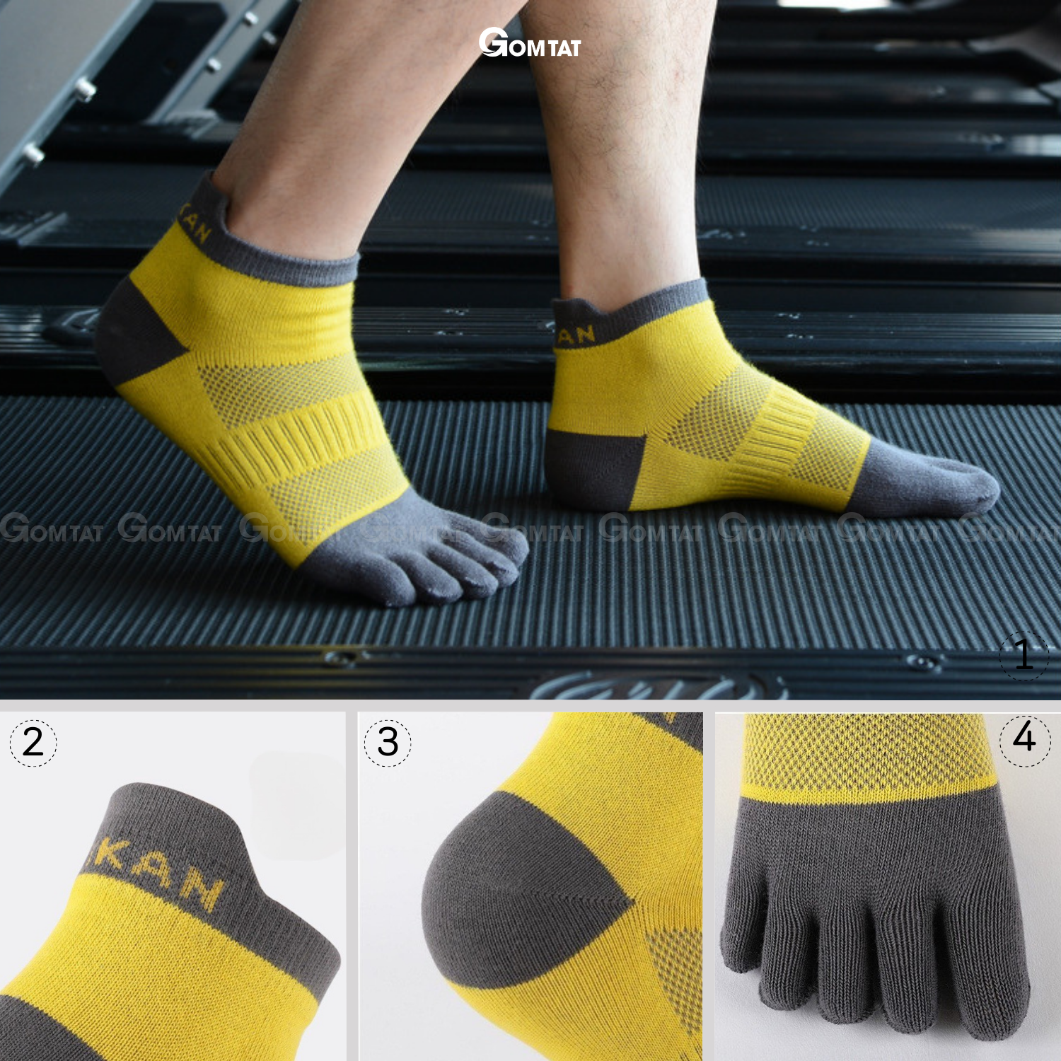 Tất thể thao nam nữ xỏ ngón có mặt lớp thoáng khí, vớ tập yoga chất liệu cotton thấm hút mồ hôi tốt - XONGON-MAX-1201