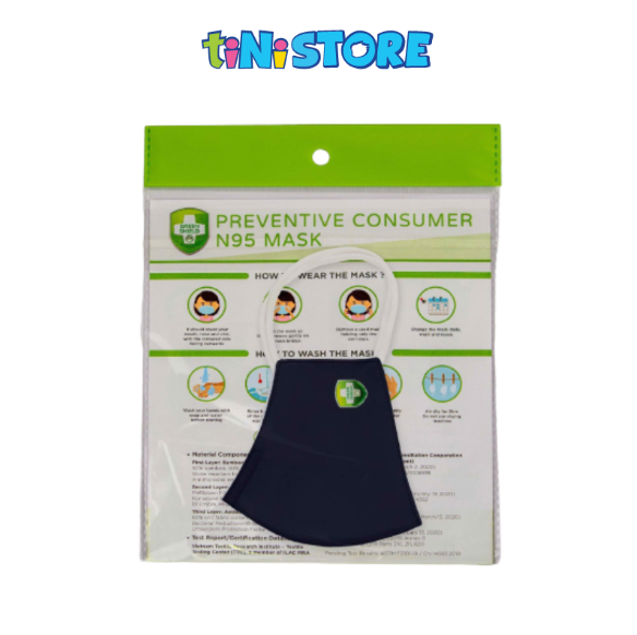 Khẩu trang vải sợi tre kháng khuẩn 3 lớp Green Shield,size L(trắng/ đen/ xanh Navy/ xanh nhạt)