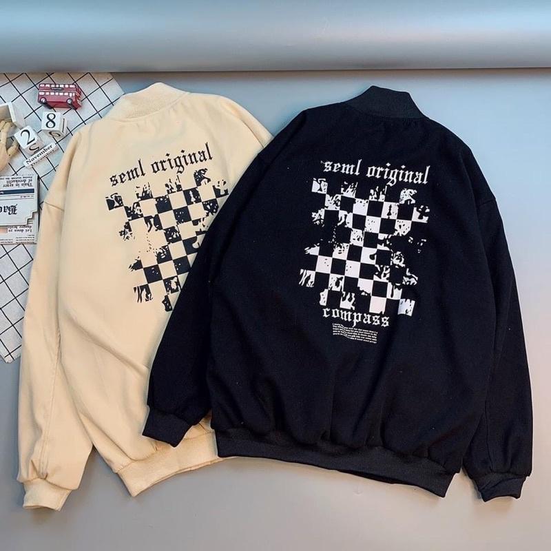 Áo khoác bomber da lộn hai lớp cao cấp, Áo khoác from rộng unisex FM