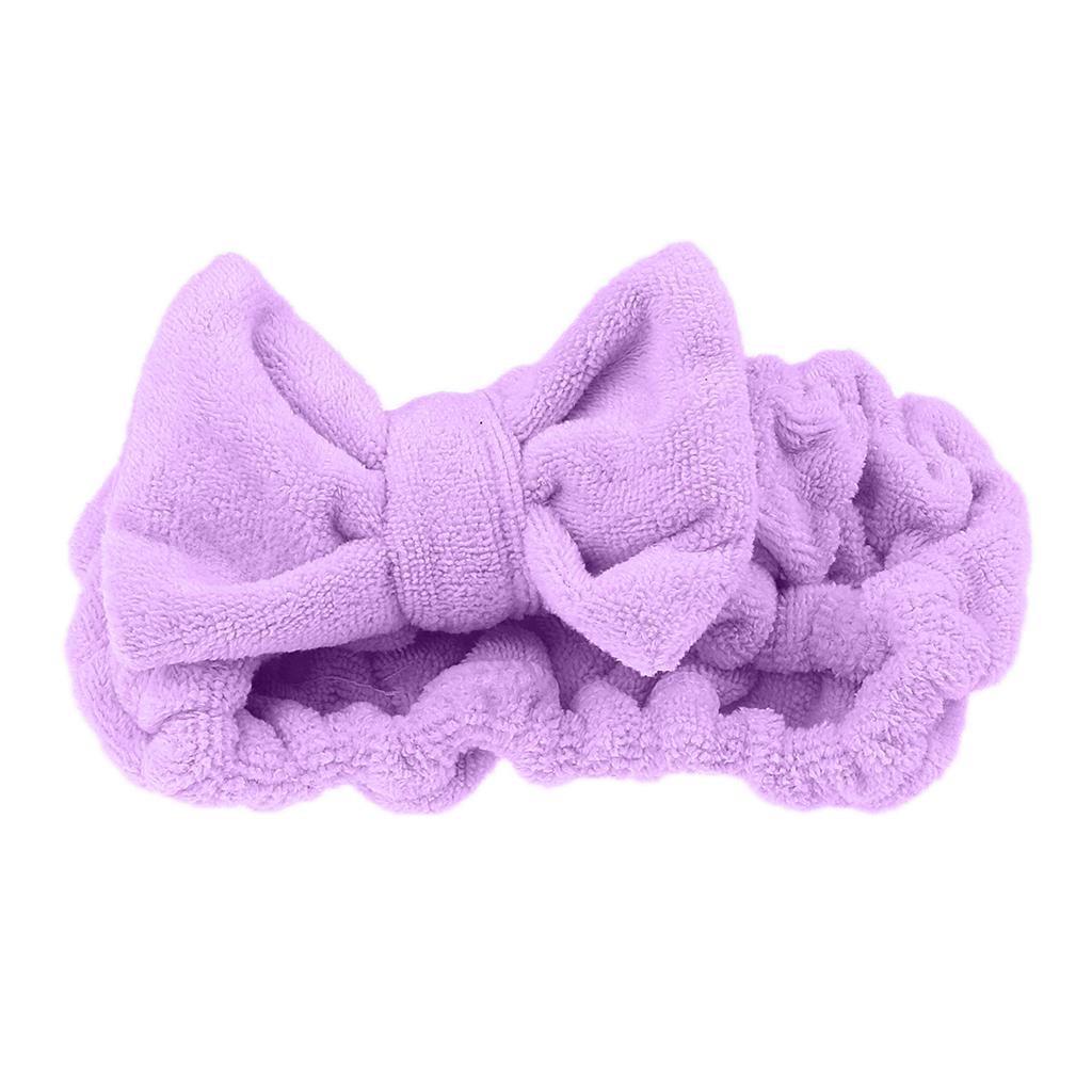 Bowknot Makeup Cosmetic Shower Bath Spa Elastic Hair Band Headband Purple