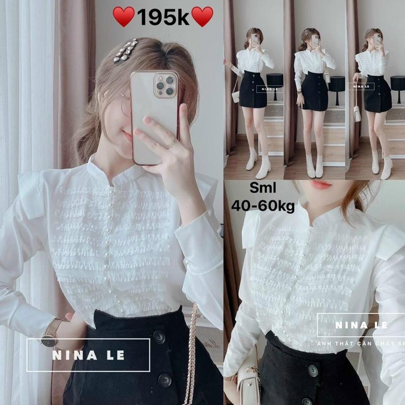 ️Áo sơ mi trắng xếp ly nhăn thiết kế cho nữ️Elisa fashion