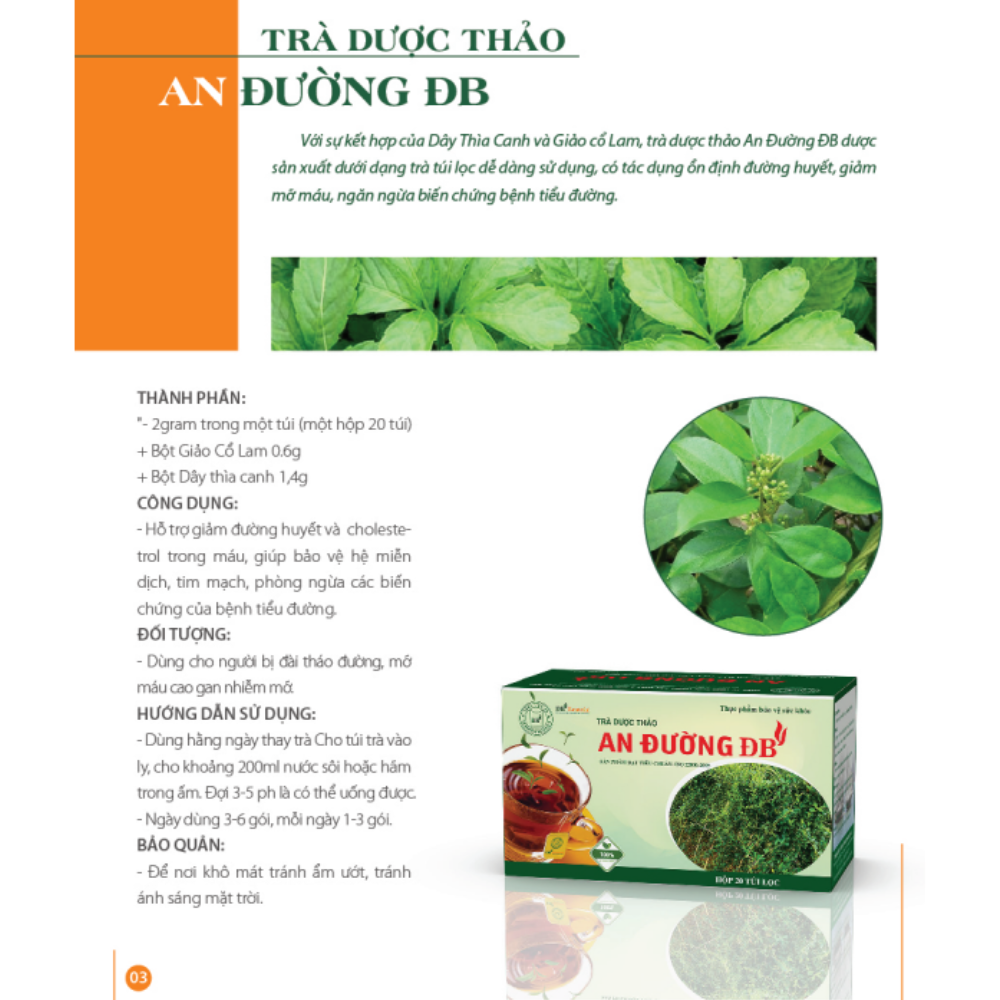 Trà thảo dược An Đường ĐB - hộp 40g - 20 túi lọc