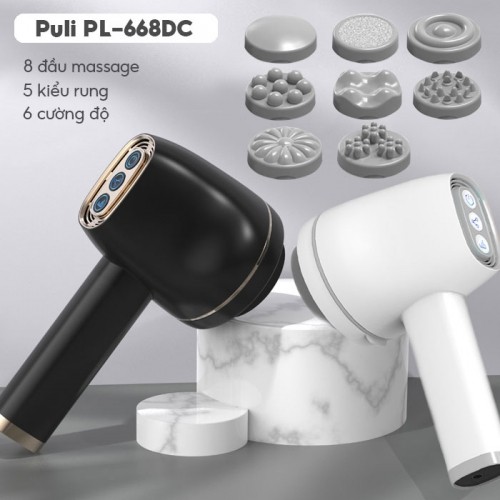 Máy massage cầm tay mini dùng pin sạc đa năng Puli PL-668DC - 8 đầu