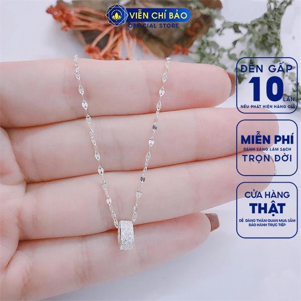 Dây chuyền bạc nữ mắt xoắn, mặt trụ đá chất liệu bạc S925 thời trang phụ kiện trang sức nữ Viễn Chí Bảo M400421+D400027