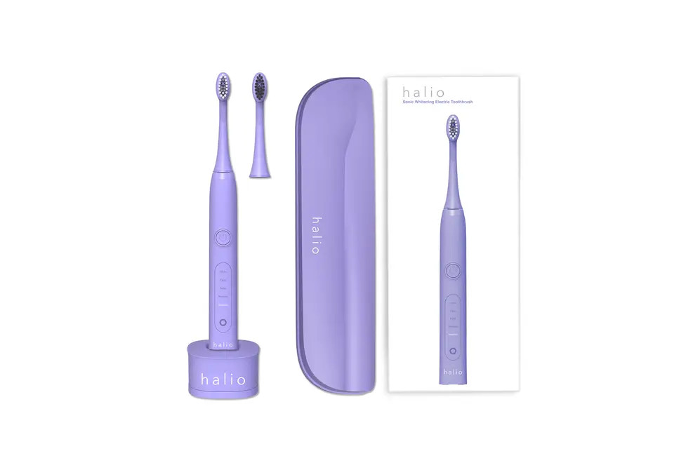 Combo Bàn Chải Đánh Răng Điện Chữ U Cho Bé Pink và Bàn chải điện Halio Periwinkle