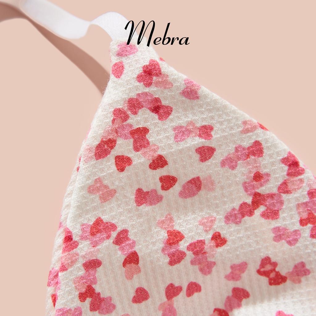 Áo bra không gọng, chất liệu cotton mềm mại, thoáng mát, họa tiết trái tim Mebra
