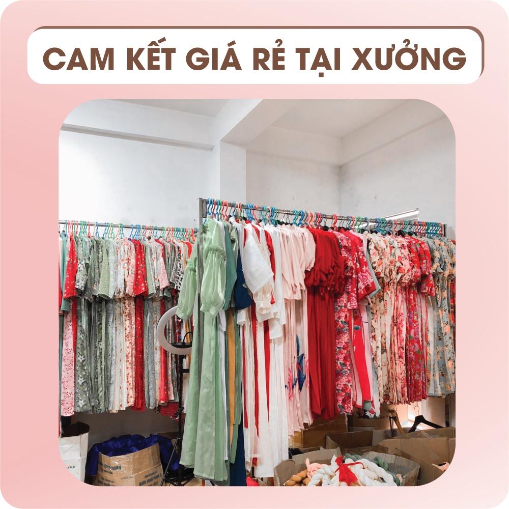 Áo dài voan hồng cổ xếp kết hoa ngực 3D cách điệu by Quỳnh Hương