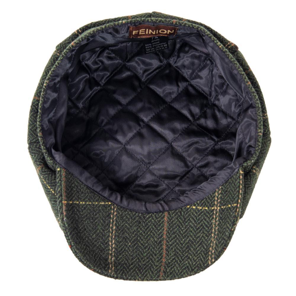 Feinion Newsboy Nắp Cho Nam Nữ 50% Len Tweed Dẹt Mũ Sừng Trâu Cabbies Driver Lá Xanh Lá Vàng 068
