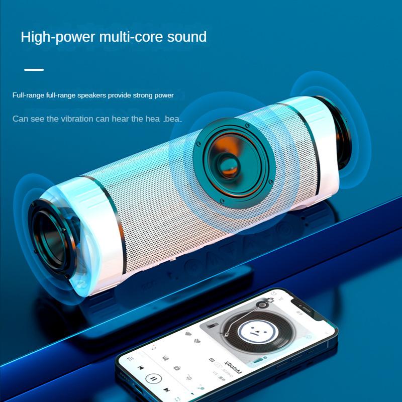 LED đầy màu sắc thông minh LED di động loa bluetooth bass bass mạnh mẽ không dây subwwofer âm thanh không thấm nước hỗ trợ fm radio usb tf card Color: Red