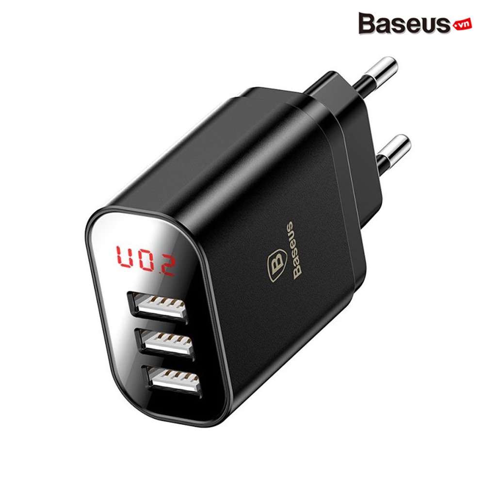 Bộ sạc đa năng Baseus Baseus Mirror Lake 3 cổng sạc ( 3 Ports USB, LED Intelligent Digital Display, 3.4A Fast Charging) - Hàng nhập khẩu