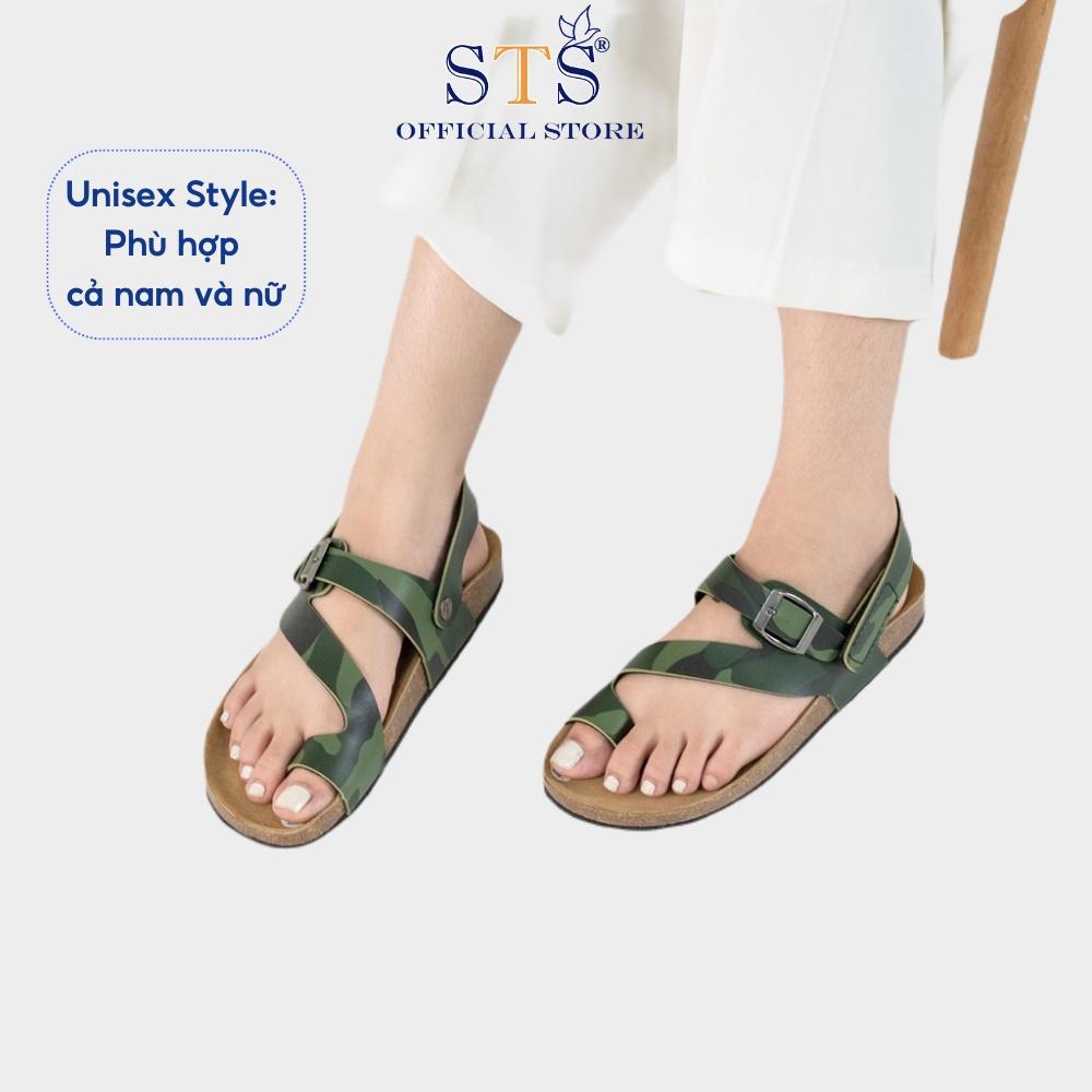 Sandal Đế Trấu Mẫu Camo Rằn Ri Quai chéo Xỏ Ngón Da PU cao cấp thời trang đi chơi đi học đi làm mã CM20