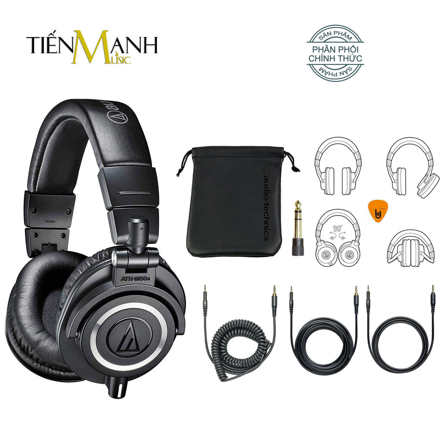 [Màu Đen] Tai Nghe Kiểm Âm Audio Technica M50X - Studio Monitor Headphones Professional ATH-M50X ATHM50X Hàng Chính Hãng - Kèm Móng Gẩy DreamMaker