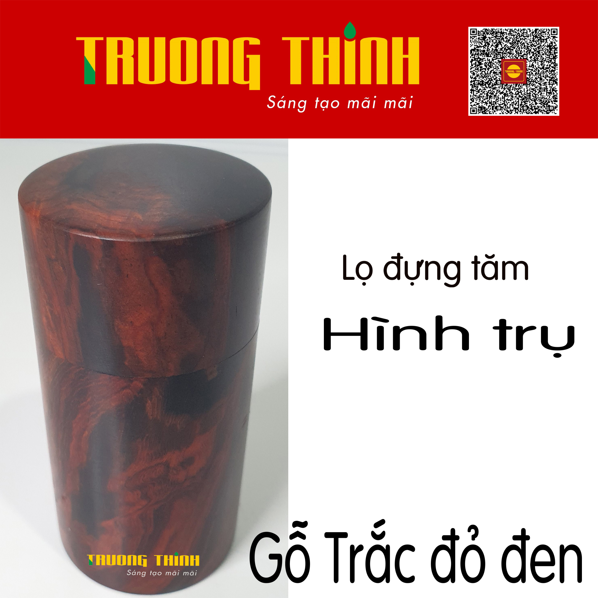 Lọ Hộp Đựng Tăm Bằng Gỗ Trắc Đỏ Đen Cao Cấp Trường Thịnh Tiện Dụng Bền Đẹp Sang Trọng Tiết Kiệm – Hình Trụ Liền Khối.