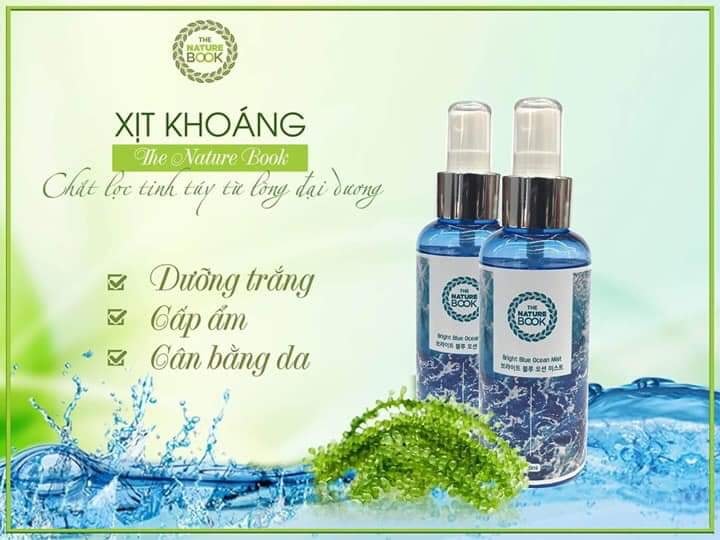 Xịt Khoáng Dưỡng Ẩm Làm Trắng Da The Nature Book The Nature Book Bright Blue Ocean Mist - 120ml