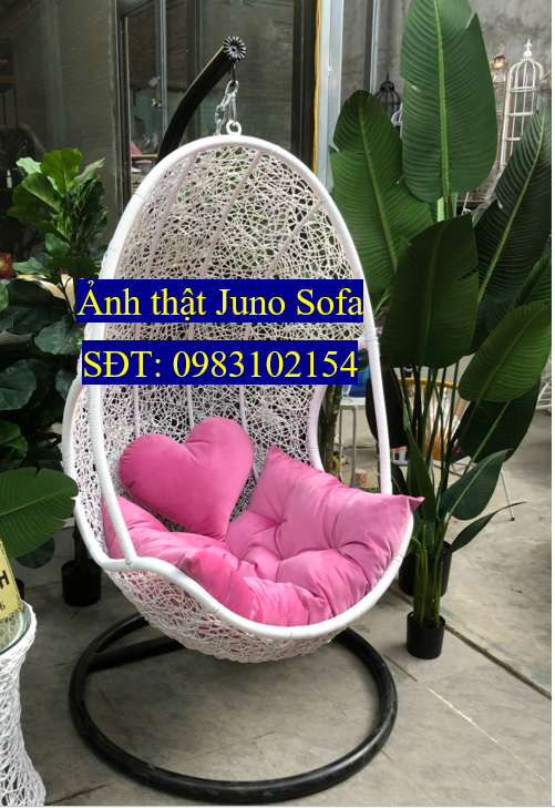 Xích đu đơn hoa mai XĐN 6 chất liệu khung sắt mây nhựa cao cấp juno sofa