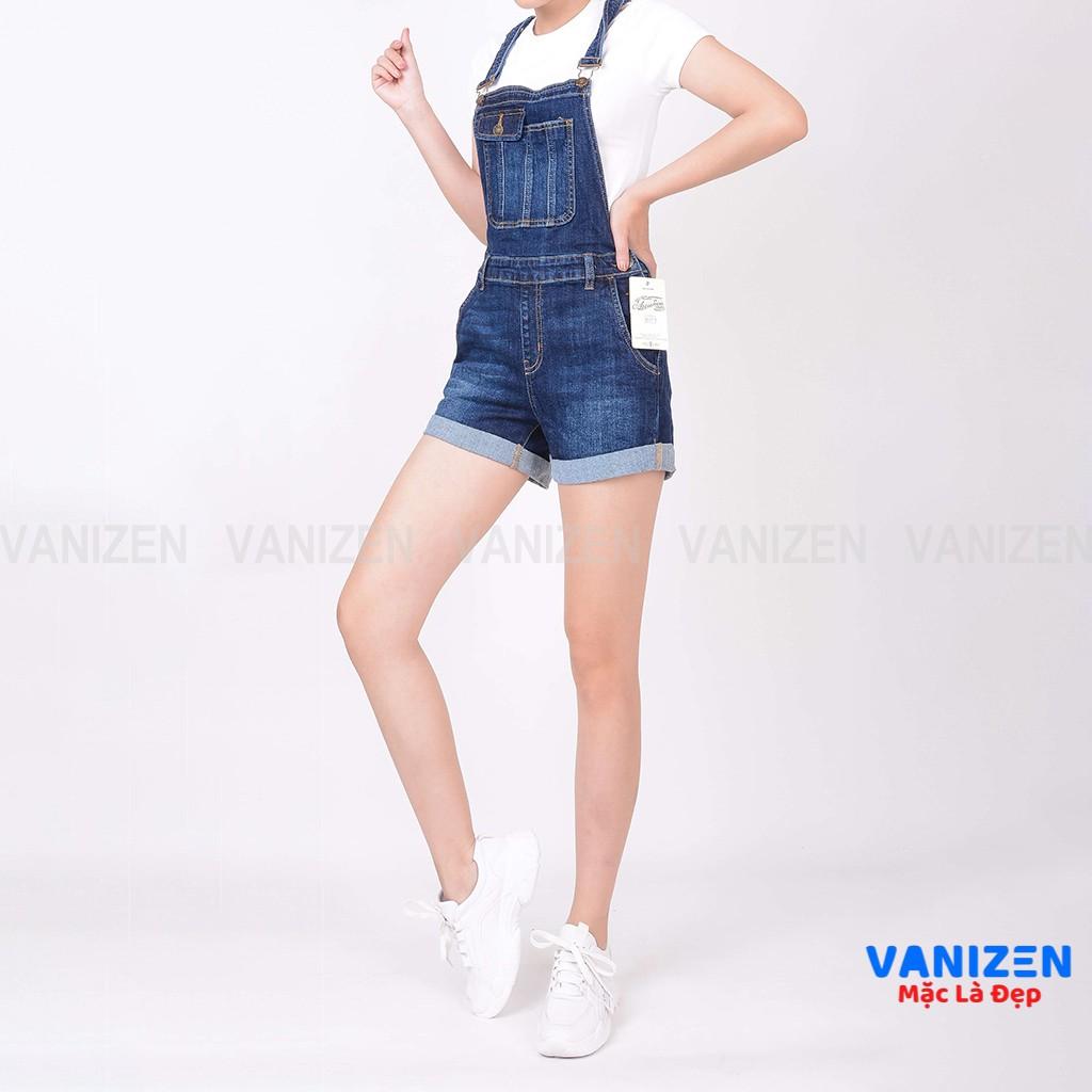 Quần short yếm jean nữ ngắn đẹp lưng cao cạp cao trơn hàng hiệu cao cấp mã 452 VANIZEN