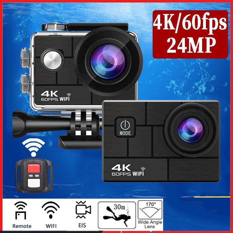 Hành động chống lắc Ultra HD 4K/60FPS 24MP WiFi 170D dưới nước 30m Mũ bảo hiểm Vedio Go Sport Pro Fisheye Control Control Control