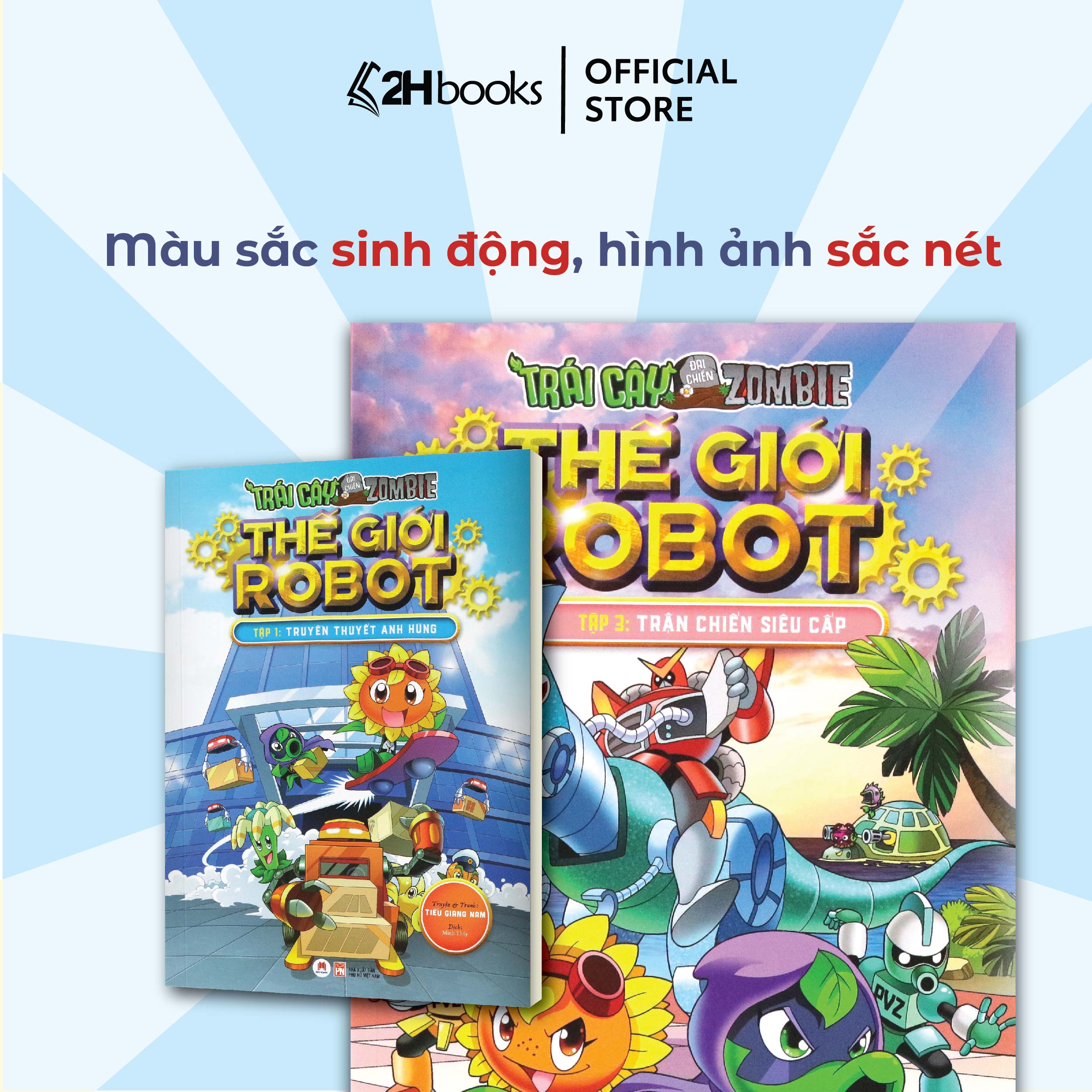 Sách Plants vs Zombies, Trái cây đại chiến zombie, Thế giới Robot, Truyện tranh cho bé, 2HBooks